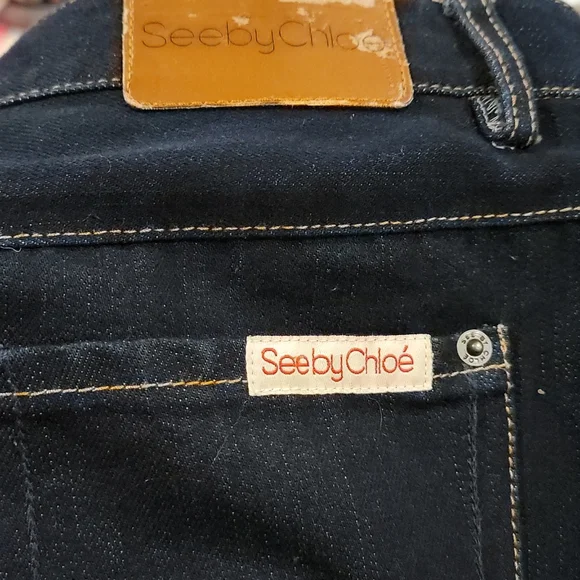 SEE BY CHLOE Dark Blue Denim Skirt US 8 Made In Italy GUC - Picture 8 of 16